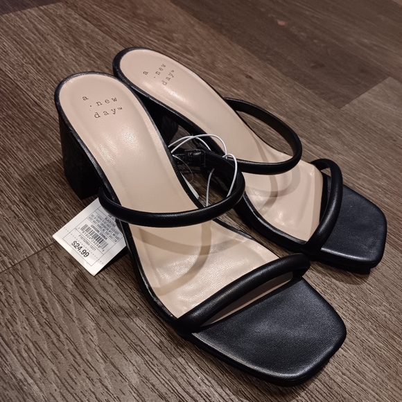 a new day Shoes - A New Day Black Strappy Block Heels
